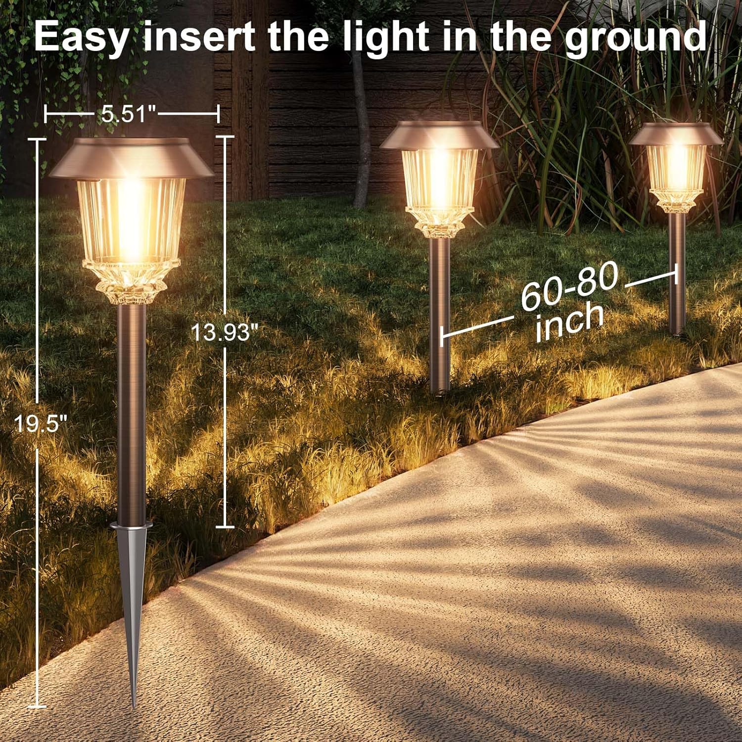 XMCOSY+ Solar Lights Outdoor Waterproof, 4 Pack Solar Lights for Outside, 10-40 LM Dimmable LED Glass Outdoor Solar Lights for Yard Pathway Garden Lawn Driveway Walkway (Warm White)-VerdiqueGarden
