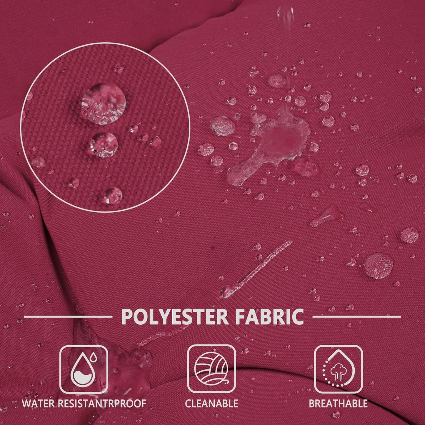 Porch Swing Cushions,Outdoor Cushions 3 Seater Replacement with Backrest, Waterproof Thickened Bench Cushion with Ties for Porch, Patio,Outdoor, Backyard and Garden (Wine Red 60 * 40 in)-VerdiqueGarden