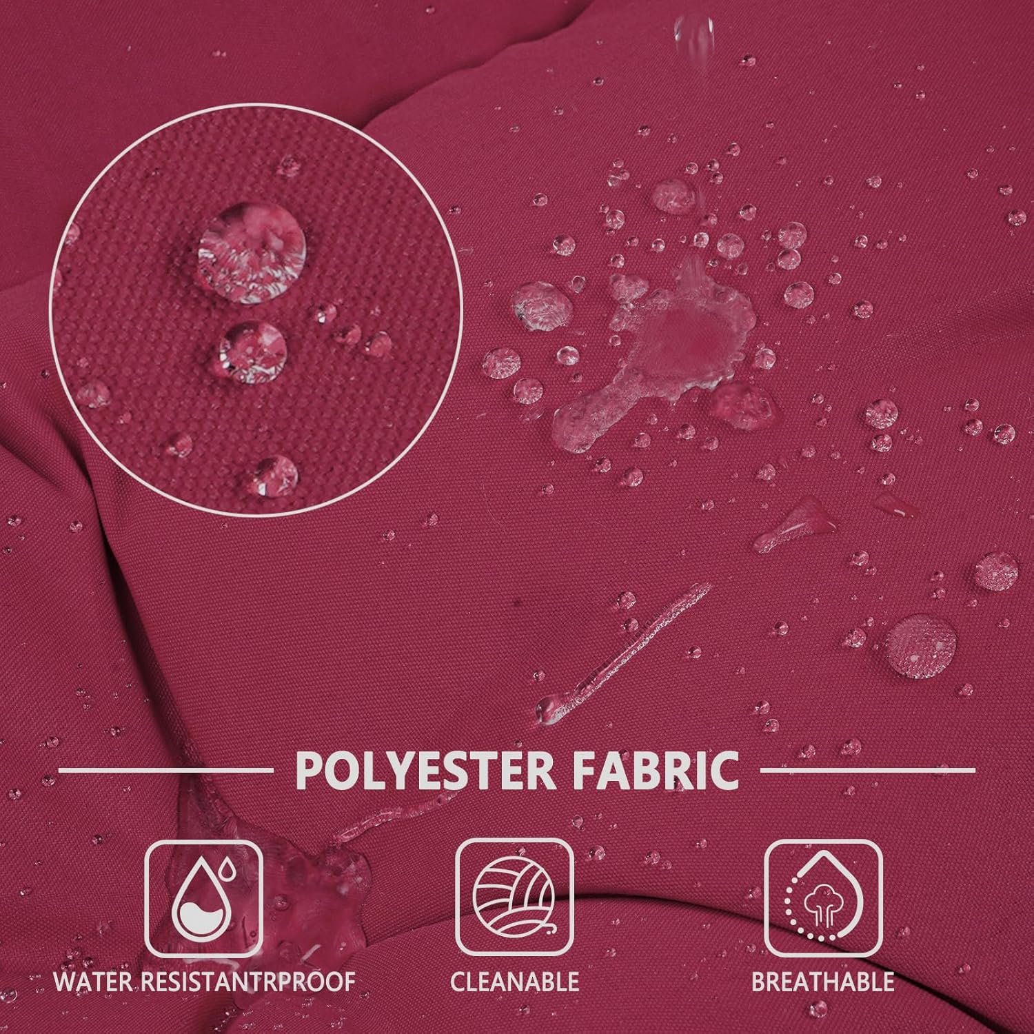 Porch Swing Cushions,Outdoor Cushions 3 Seater Replacement with Backrest, Waterproof Thickened Bench Cushion with Ties for Porch, Patio,Outdoor, Backyard and Garden (Wine Red 60 * 40 in)-VerdiqueGarden