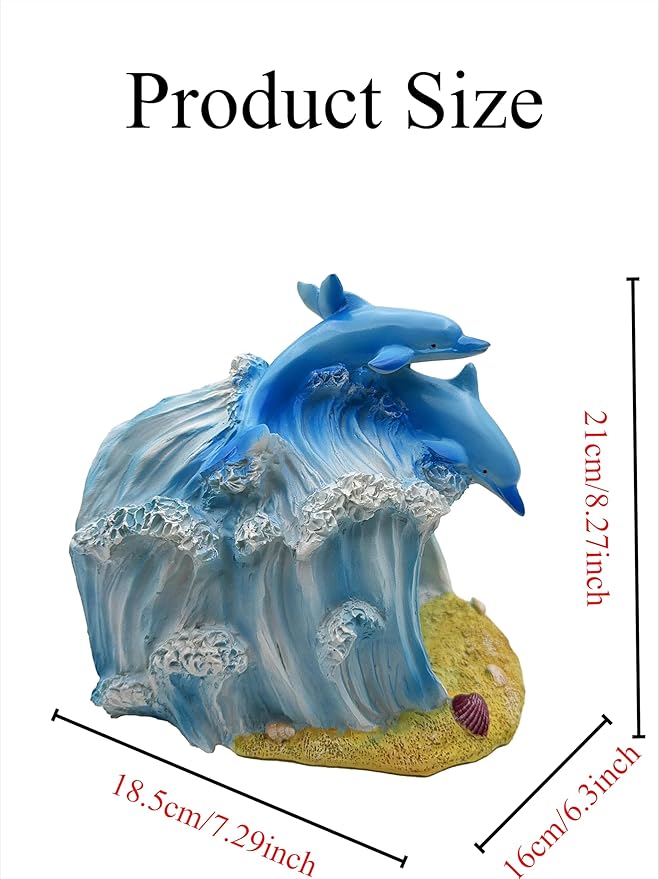 Dolphin Statue 3"x4" Gutter Downspout Extension Decor, Whimsical Garden Rain Diverter, Outdoor Decor Sculpture Ornament, Gutter Extender Diverter, Splash Blocks for Gutters Downspouts-VerdiqueGarden