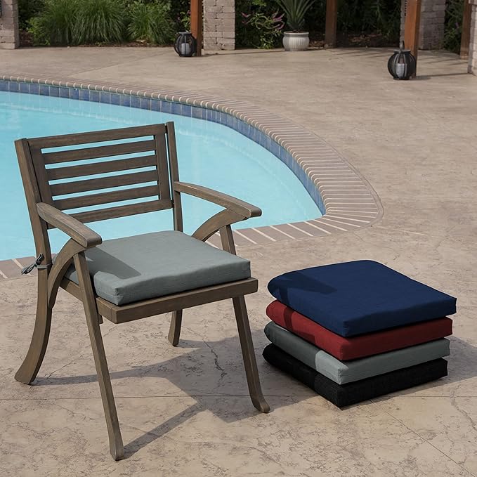 Arden Indoor/Outdoor Seat or Rocking Chair Cushion, 19 x 18, Water Repellent, Rain Proof, Fade Resistant Cushion for Rocking or Dining Chairs Stone Grey Leala-VerdiqueGarden
