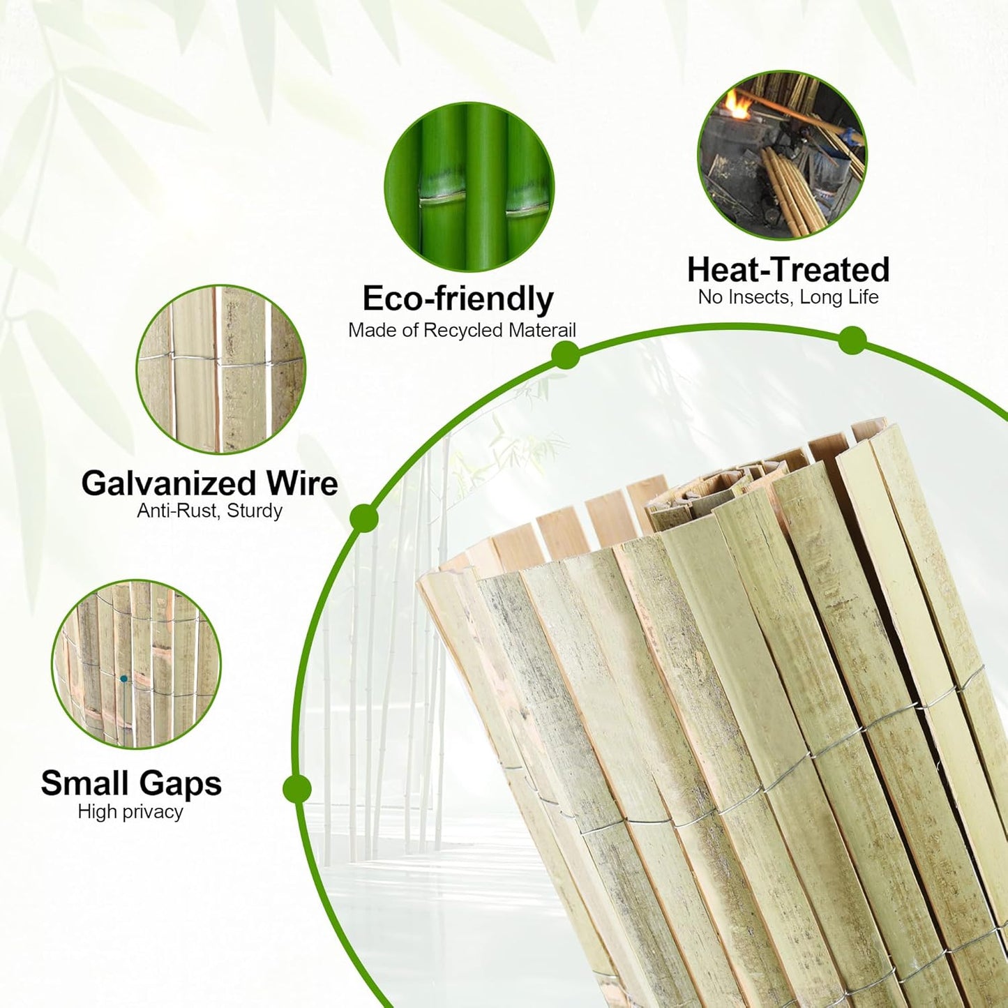 Bamboo Slat Fencing 6ft H x 13ft L, Handwoven Natural Bamboo Screen, Indoor or Outdoor Privacy Fence for Patio, Balcony, Border Pool-VerdiqueGarden