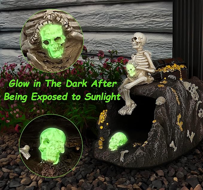 Luminous Skeleton Sculpture Gutter Downspout Extender,Garden Statue Ornament,Decor Downspout Diverter,Perfect Rain Diverter for 3"x4" Downspouts, Eco-Friendly Resin,Perfect Outdoor Decor Gift-VerdiqueGarden