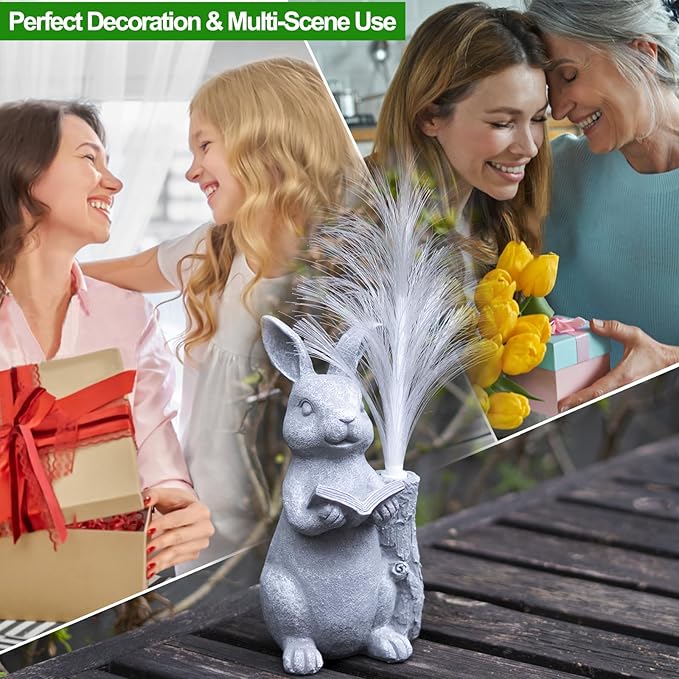 Solar Rabbit Garden Statue with Color-Changing LED Lights – Bunny Figurine for Outdoor Patio, Lawn, Yard & Balcony Decor, Perfect Gardening, Housewarming & Birthday Gifts for Women, Mom & Grandma-VerdiqueGarden
