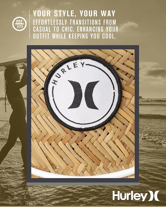 Hurley Women's Straw Hats - Real Straw Hat Medium Brim and Adjustable Chin Strap-VerdiqueGarden