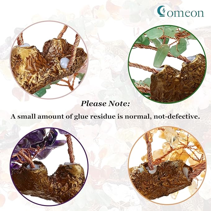 Feng Shui Money Tree Large Pine Tree Style Crystal Quartz Lucky Tree Gem Tree for Office Home Feng Shui Decoration for Wealth/Fortune and Luck (Yellow)-VerdiqueGarden