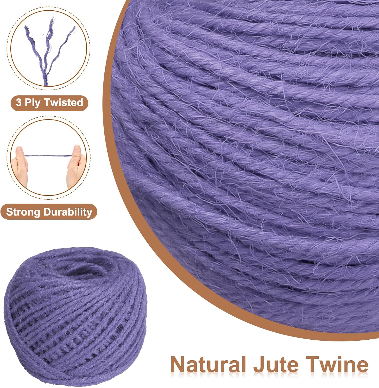 uxcell 164 Feet Natural Jute Twine String,3mm Thin Garden Twine Rope Colored Plant String Cord for DIY Art Crafts Gift Wrapping Decoration Packing Gardening Plant Hanger,Purple-VerdiqueGarden