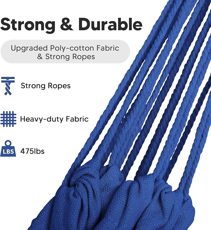 SUNCREAT Hammocks for Outside, Portable Camping Tree Hammock, Hammock Replacement for Stand, Navy-VerdiqueGarden