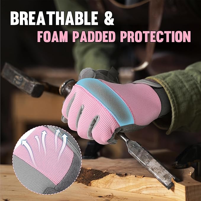 HANDLANDY Women Safety Work Gloves Utility Touch Screen Working Grip Glove for Yardwork Gardening Breathable Mechanic Gloves-VerdiqueGarden