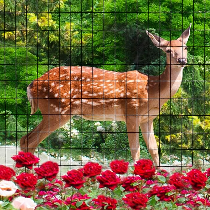 Black PVC Coated Welded Wire Fence 24 Inch x 25 Foot, 2 Inch x 3 Inch 16GA, Garden Border Fencing Roll Vinyl Coating Metal Wire Mesh for Yard Vegetable Plant Protection Poultry Netting-VerdiqueGarden