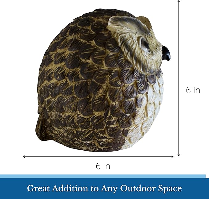 Stocky Owl Garden Decor Holds a Hidden Key Outside - Secret Magnetic Panel Key Hider-VerdiqueGarden