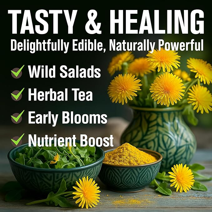 HOME GROWN 𝗨𝗦𝗔 𝗣𝗥𝗘𝗠𝗜𝗨𝗠 Dandelion Seeds for Planting – 600 Heirloom Medicinal Herb Seeds (~0.3g) 𝗡𝗢𝗡-𝗚𝗠𝗢 Grow Edible Leaves and Flowers for Remedies or Wildlife (Taraxacum officinale)-VerdiqueGarden