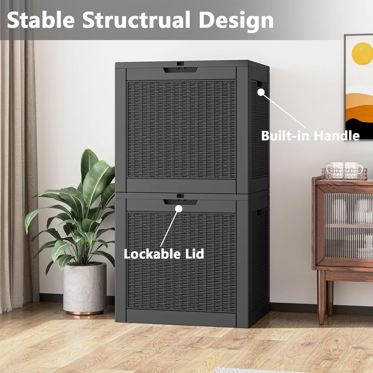 Deck Box, 31 Gallon Resin Outdoor Storage Box, Waterproof and UV Resistant Lightweight Storage Deck Box for Garden Tools, Supplies-VerdiqueGarden