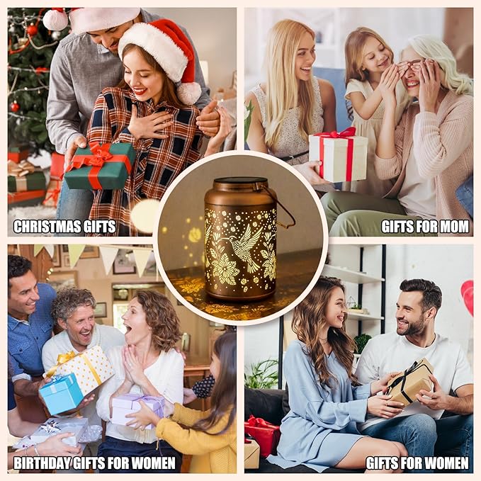 2 Pack Hummingbird Solar Lanterns Outdoor Waterproof Hanging Solar Lights, Birthday Gifts for Women, Men, Mom, Mothers Day Gifts, Outside, Patio, Outdoor, Yard, Lawn, Balcony-VerdiqueGarden