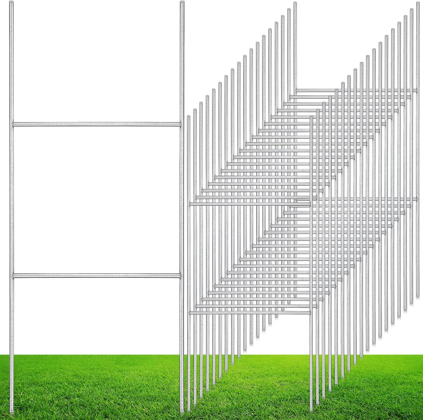 30 Pcs H Stakes for Yard Signs 16.5'' x 7'' Heavy Duty Metal H Frame Wire Stakes Weatherproof Metal Holder for 4mm 5mm Corrugated Signs Guidepost Yard Halloween Decoration-VerdiqueGarden
