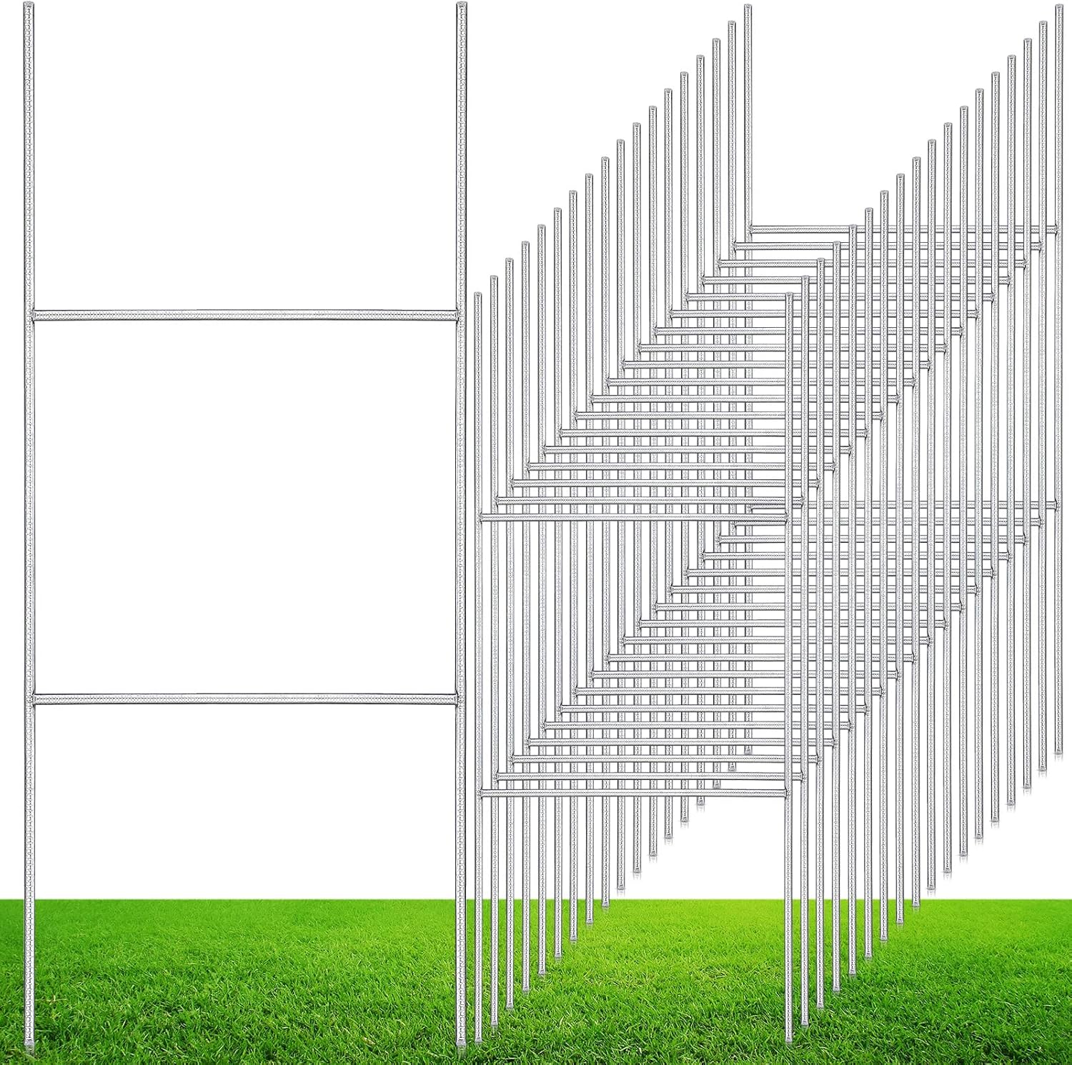 30 Pcs H Stakes for Yard Signs 16.5'' x 7'' Heavy Duty Metal H Frame Wire Stakes Weatherproof Metal Holder for 4mm 5mm Corrugated Signs Guidepost Yard Halloween Decoration-VerdiqueGarden