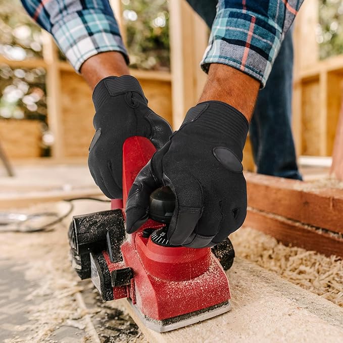 HLDD HANDLANDY Leather Work Gloves for Men & Women, Adjustable Wrist Cowhide Gardening Glove with Reinforced Palm for Driver-VerdiqueGarden