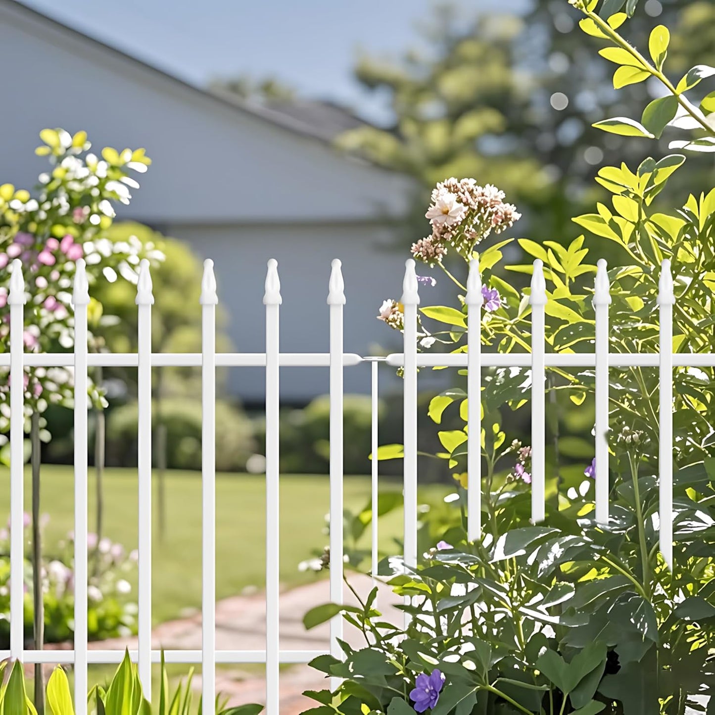 Metal Garden Fence 24" W x 24" H (5 Panels, Total 10 ft), Decorative Border Folding Fence, Landscape Fencing for Flower Bed, Yard, Animal Barrier-VerdiqueGarden