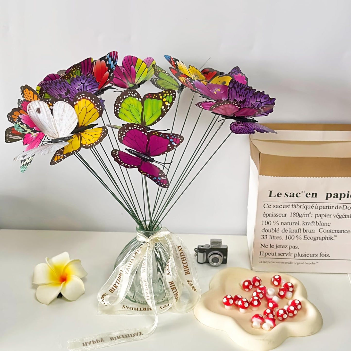 20pc Butterfly Stakes, 9.8in 3D Butterfly Garden Ornaments - Patio Decor for Indoor, Outdoor, Yard & Christmas-VerdiqueGarden