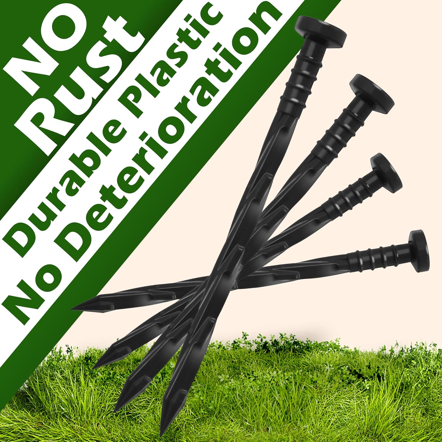 Gardzen 100 pcs Landscape Edging Anchoring Spikes, 6 inches Yard Lawn Paver Edging Stakes for Weed Barrier, Garden Fence, Artificial Turf-VerdiqueGarden