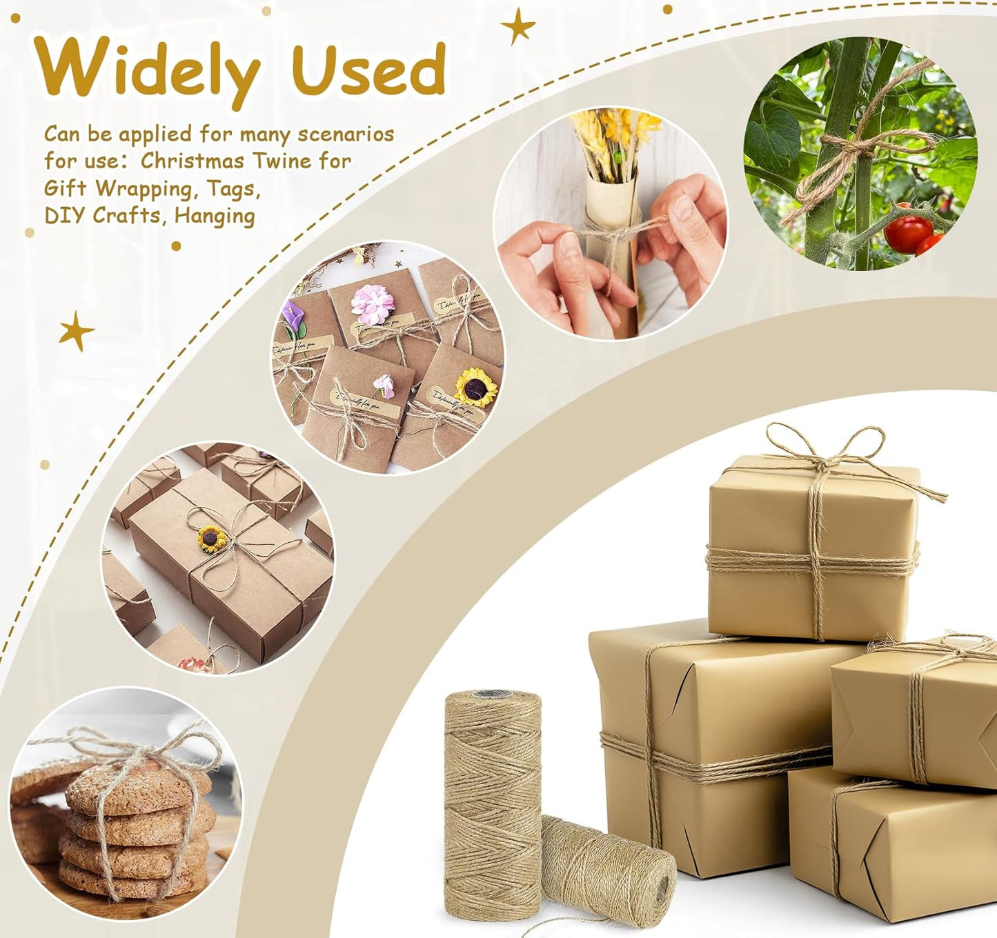 Garden Twine, 656 Feet Jute Twine,Baling Twine, Plant String, Garden Twine for Climbing Plants,Tomatoes, Crafting Floristry-VerdiqueGarden