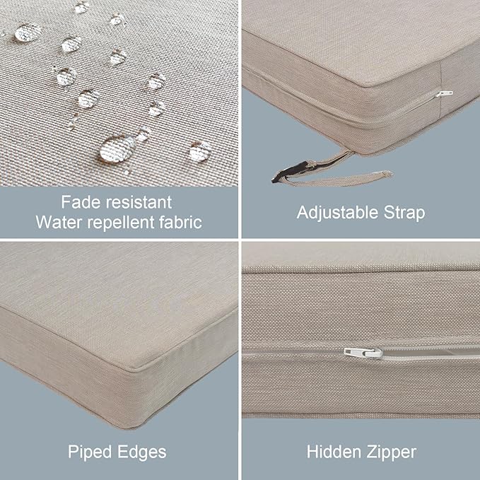 LVTXIII Patio Chair Cushions 19"x19"x3", Water-Repellent Outdoor Seat Cushions for Patio Furniture, Square Chair Pads with Ties for Home Garden Decoration, Set of 2, Light Grey-VerdiqueGarden