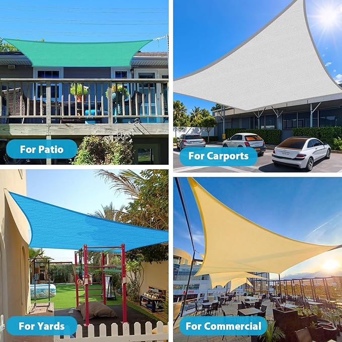 Amagenix Sun Shade Sail 8'X9' Curved Edge Outdoor Shade Canopy Black Breathable 95% UV Block Shade Cloth for Patio Garden Backyard (We Make Custom Size)-VerdiqueGarden
