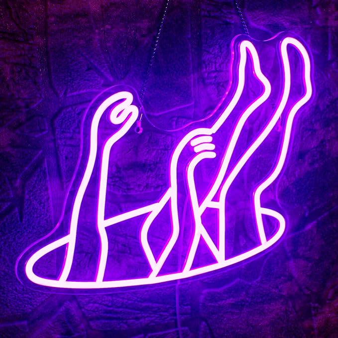 WLHOPE Falling Man Neon Sign Falling into Hole Neon Light Purple LED Neon Signs for Wall Decor USB Drop Into Neon Light Signs for Bedroom Home Bar Man Cave Game Room Party,Gift for Boys-VerdiqueGarden