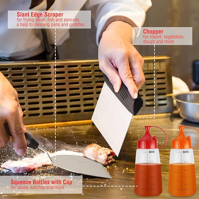 128 PCS Griddle Accessories Kit - Premium Flat Top Grill Accessories Set for Blackstone & Camp Chef, Stainless Steel BBQ Tool Utensils Gift Grilling Set for Lover Outdoor Men Women dad-VerdiqueGarden