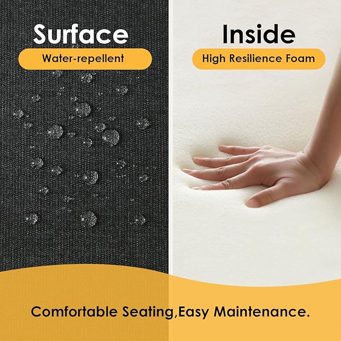 Outdoor Square Corner Seat Cushion, 19"x19"x3", Set of 4, Non Slip Seat Cushion Pads with Removable Cover for Patio Furniture, Garden Yard Lawn, Charcoal Gray-VerdiqueGarden