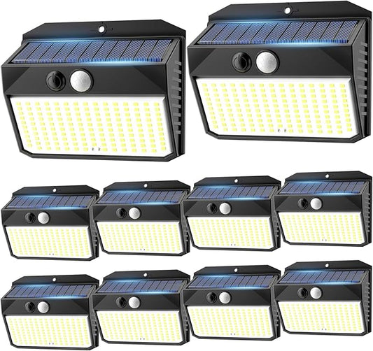 Solar Lights Outdoor 150 LED, 10 Pack Motion Sensor Lights With 3 Lighting Modes, IP65 Waterproof Fence Lights, Security Lights for House-VerdiqueGarden