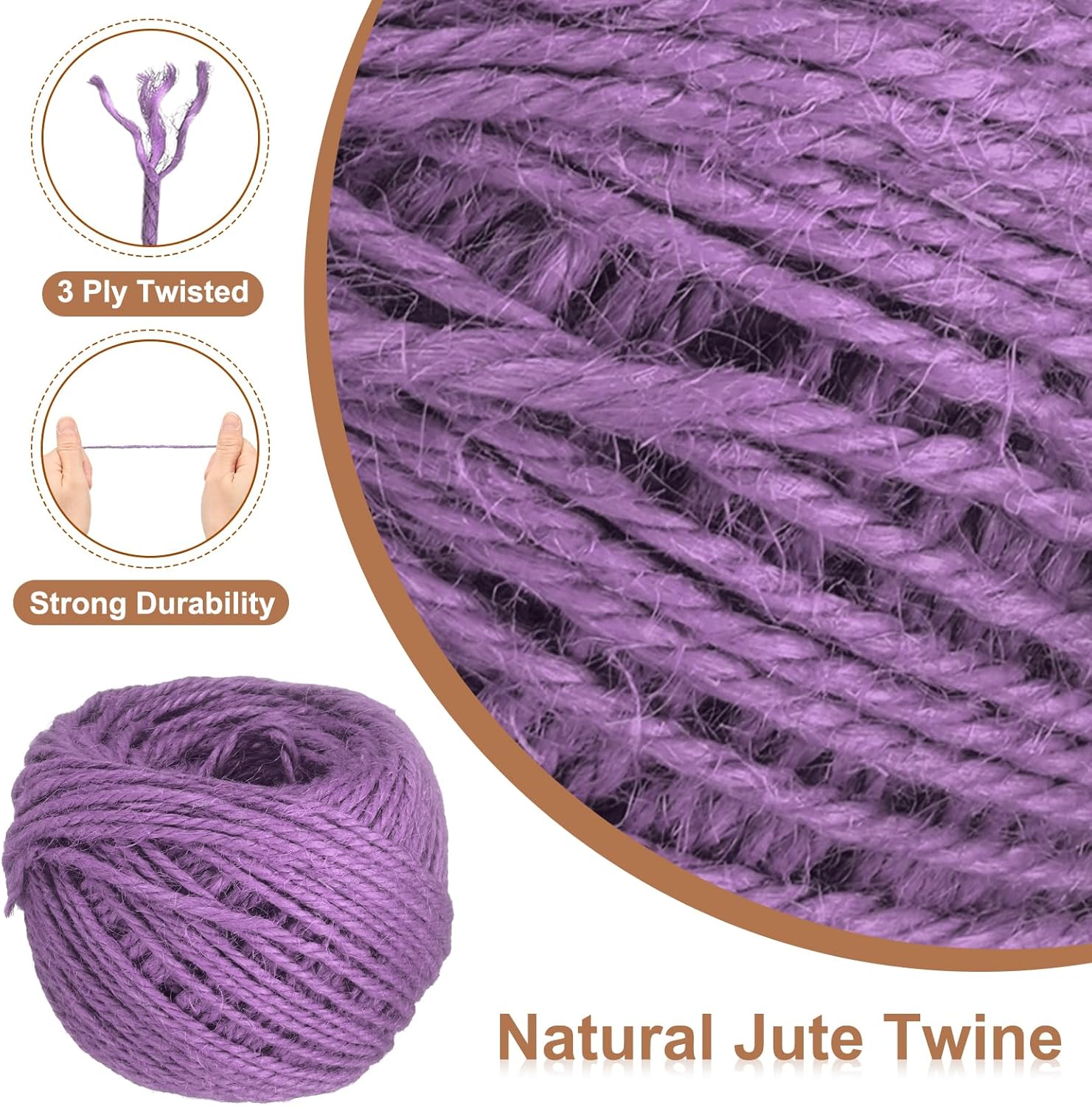 uxcell 164 Feet Natural Jute Twine String,3mm Thin Garden Twine Rope Colored Plant String Cord for DIY Art Crafts Gift Wrapping Decoration Packing Gardening Plant Hanger,Light Purple-VerdiqueGarden