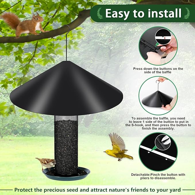 Gtongoko 19 Inch PP Squirrel Baffle for Protect Outside Hanging Mounted Bird Feeder or Bird House Squirrel Proof for Shepherd Hooks Black 1 Pack-VerdiqueGarden