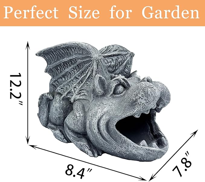 Gothic Gargoyle Statue Decor, Gutter Downspout Splash Block & Diverter, Lifelike Garden Rain Downspout Diverter, 3"x4" Decorative Gutter Extension, Outdoor Gargoyle Statues, Unique Home Accent-VerdiqueGarden