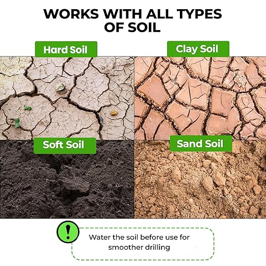 K-Brands Auger Drill Bit for Planting – 1.8 x 14.6 Inch - Garden Spiral Hole and Bulb Planter Tool for Umbrella Holes - 3/8 Inch Hex Drive-VerdiqueGarden