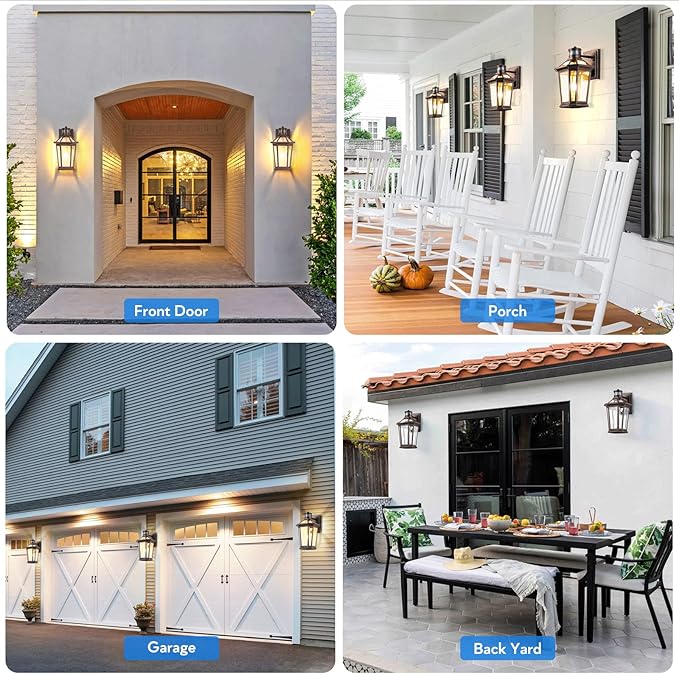 VIANIS Oil Rubbed Bronze Dusk to Dawn Motion Sensor Porch Light, Anti-Rust Aluminum Frame, Tempered Glass, 100% Weather Resistant, Easy Installation, Fits Standard E26 Bulbs-VerdiqueGarden