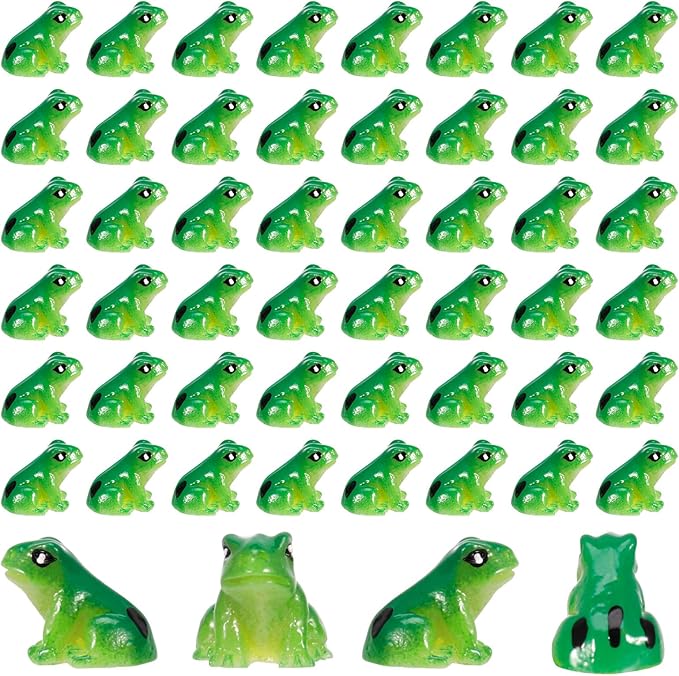 100 Pcs Mini Resin Frogs, Cute Green Frog Tiny Frogs Mini Frogs Figurines Miniature Frogs Animals Figurines Ornament for DIY Crafts Landscape Aquarium Dollhouse Fairy Garden Decor Potted-VerdiqueGarden