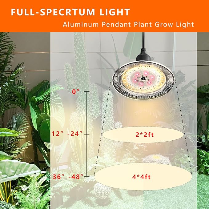 Grow Light Bulbs Indoor Plants Lights Adjustable Cord,Timer, Full Spectrum Plant Growing Lamp for Seedling,Greenhouse,Seedlings (2 Lights (14.7ft))-VerdiqueGarden