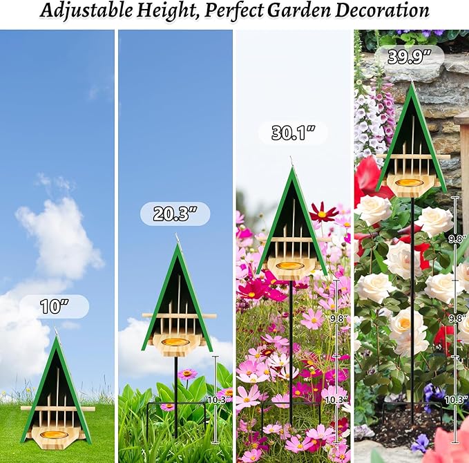 2025 New Butterfly House and Feeder for Outside, Wooden Butterfly House with Metal Stake for Garden, Natural Butterfly Habitat with Butterfly Puddler on The Floor or Hanging on Tree Wall-VerdiqueGarden