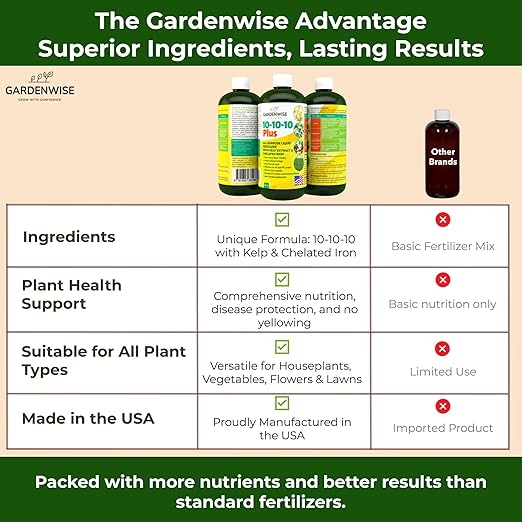 10-10-10 Fertilizer for All Purpose Plants - Liquid Fertilizer with Seaweed Kelp&Iron - Plant Food Outdoor & Indoor Plant Food, Vegetables, Flowers, Lawn & Garden 10 10 10 Fertilizer 1x8oz-VerdiqueGarden