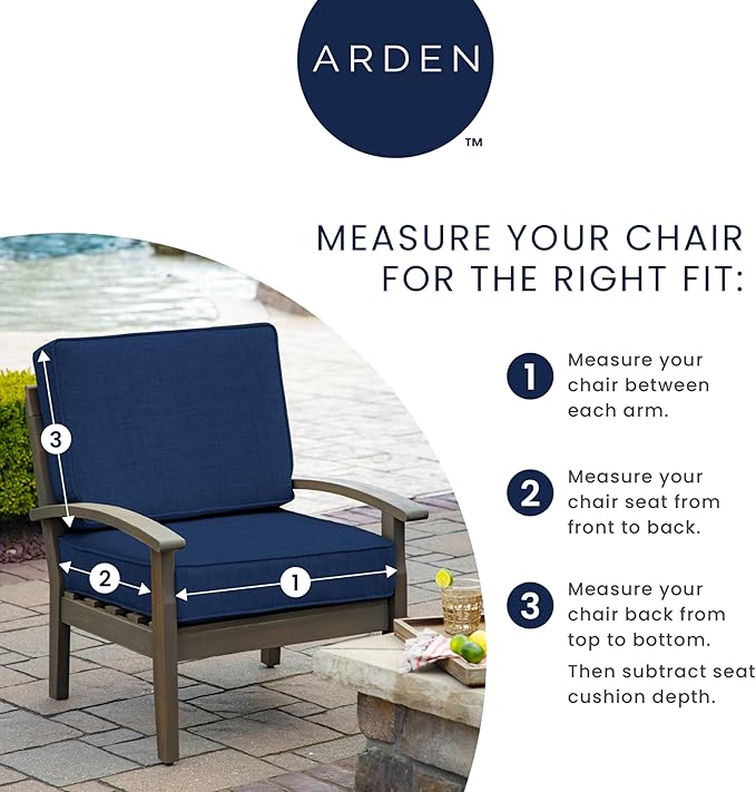 Arden Indoor/Outdoor Seat or Rocking Chair Cushion, 19 x 18, Water Repellent, Rain Proof, Fade Resistant Cushion for Rocking or Dining Chairs Clark Blue-VerdiqueGarden