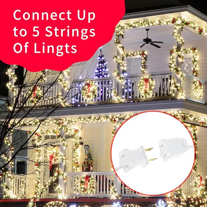 Ultra-Bright Connects End to End Warm White Christmas Mini Lights 100L 19.6Ft UL Listed Incandescent Bulb String Light Set for Indoor and Outdoor Holiday Garden Party Christmas Tree Decor-VerdiqueGarden