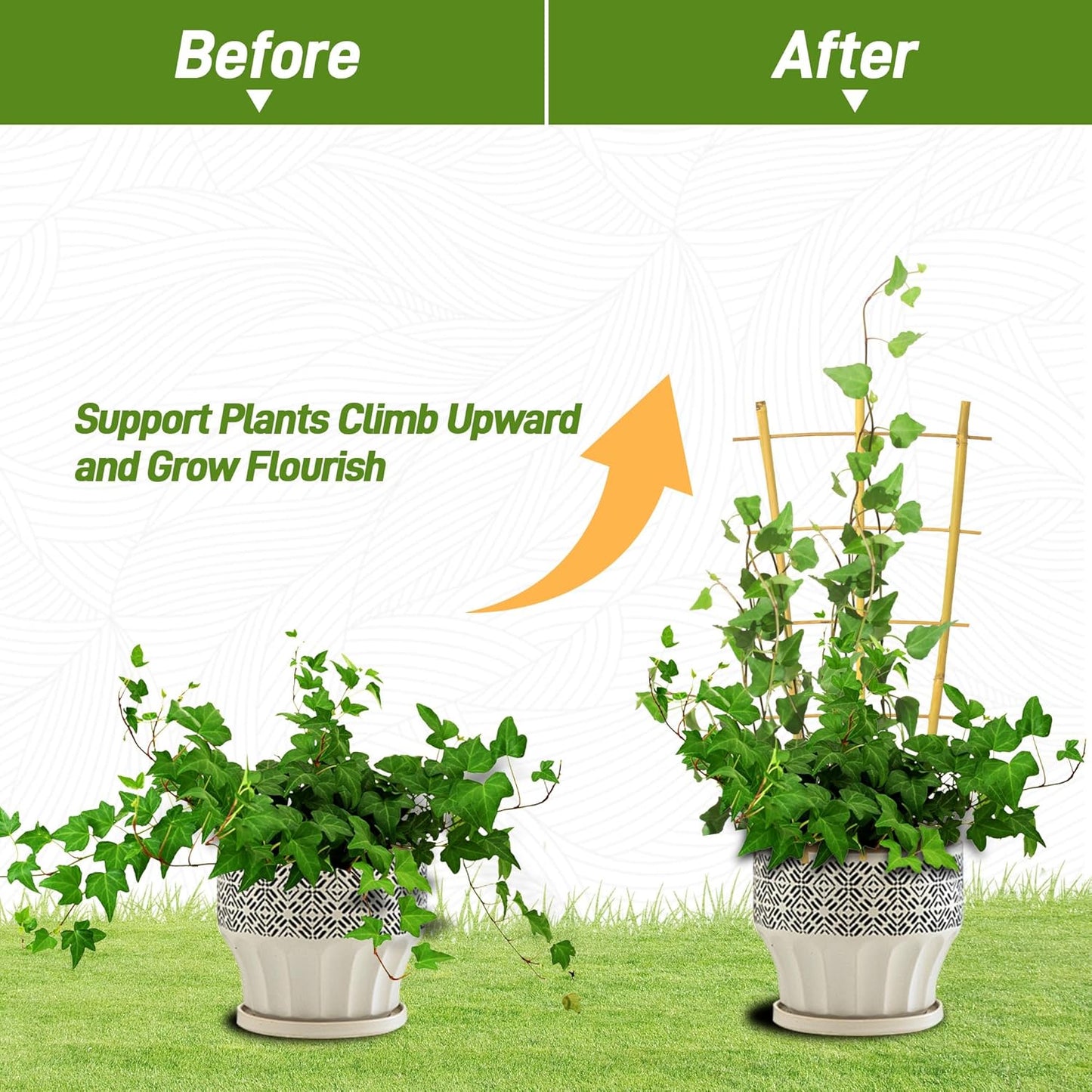 Avalution 10 Pack Bamboo Trellis for Climbing Plants 16" Natural Garden Ladder Trellis, Fan -Shaped Plant Support Trellis for Potted Plant Decor-VerdiqueGarden