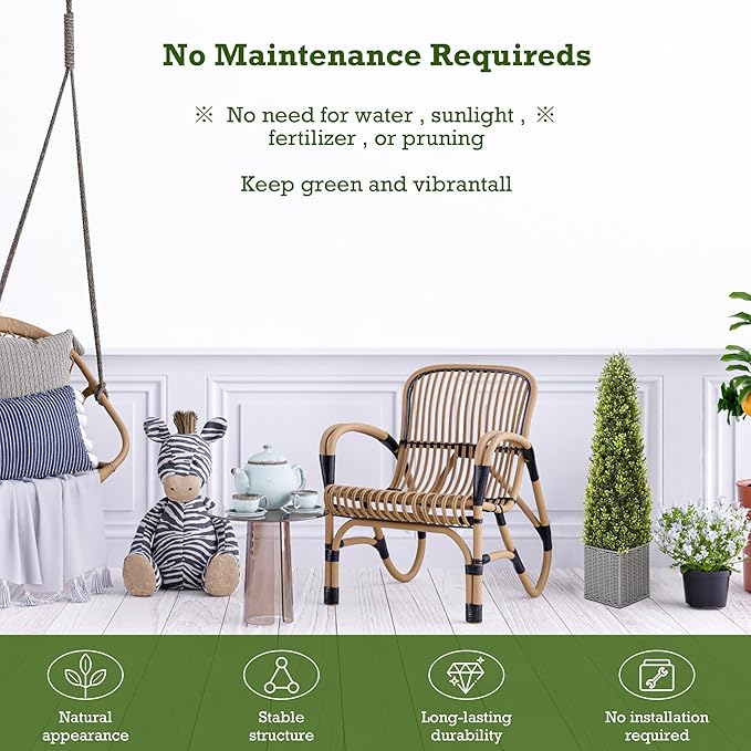 48 Inch Artificial Boxwood Outdoor Topiary Tree Set of 2, 4FT Potted Boxwood Tree Cone Topiary Artificial Plant Shrub for Front Porch Home Office Decor…-VerdiqueGarden