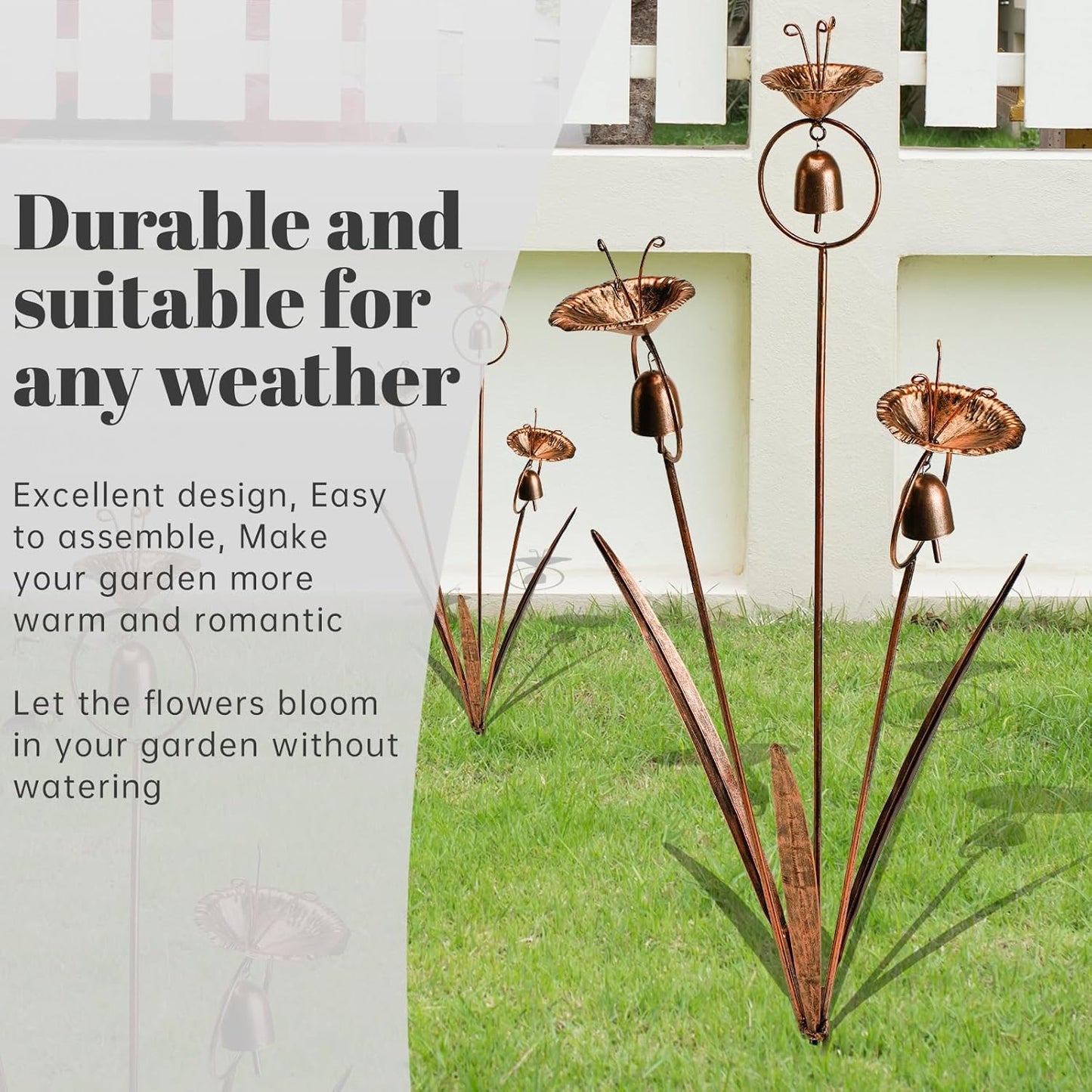 Gardens Metal Calla Lily Flowers with Bells for Outside Yard Art Metal Lilies Bronze-VerdiqueGarden