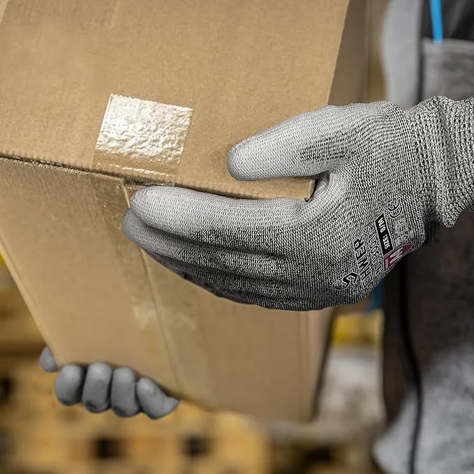 Schwer 12 Pairs ANSI A4 Cut Resistant Work Gloves, Cut Proof Gloves with PU Coating, Used for Metal Fabrication, WoodWorking, Construction, Non Slip, Durable, XS, CR13001-VerdiqueGarden