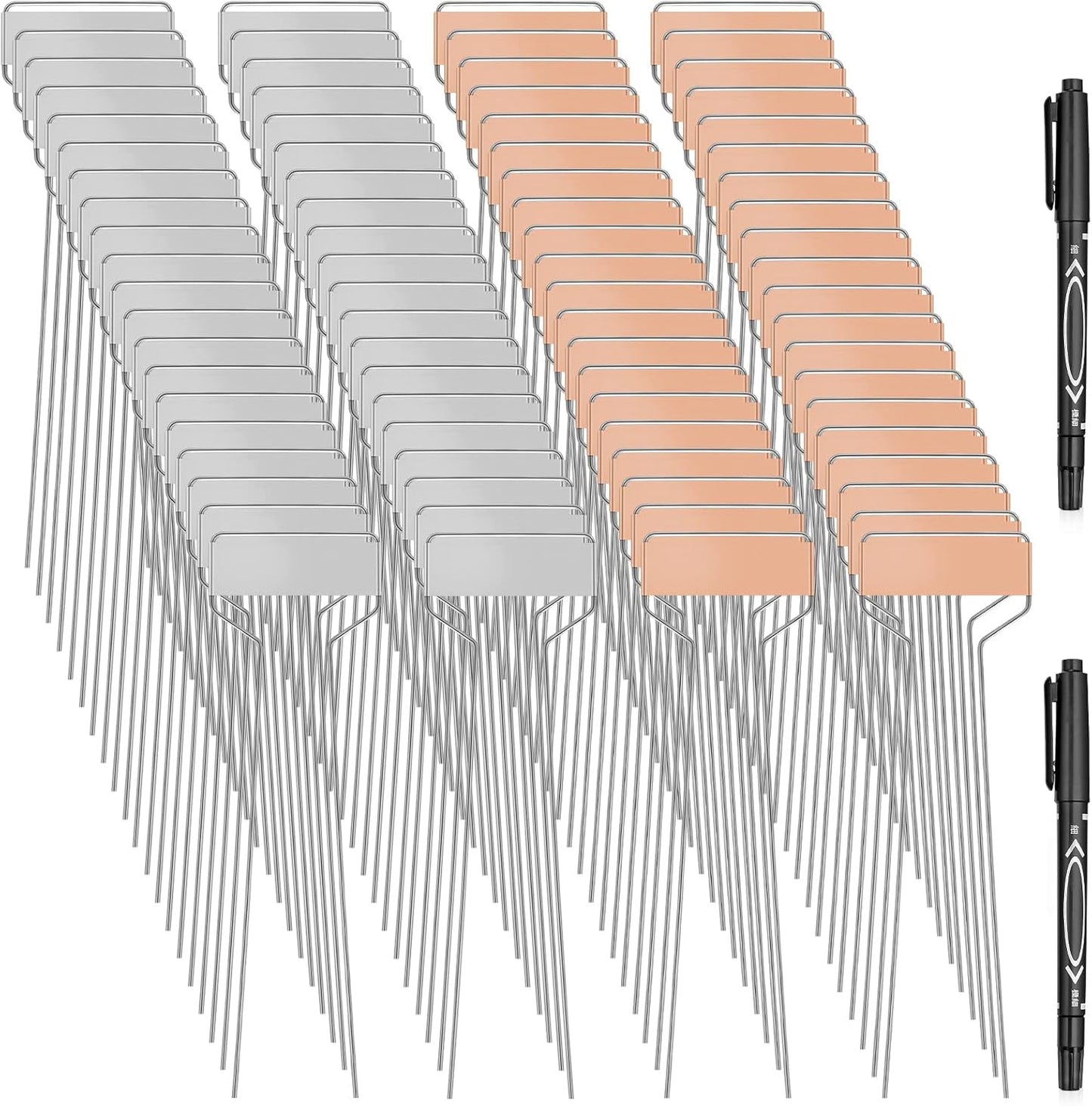 80 Pcs 10" High Plant Labels, Include 40 Copper Metal Plant Tags and 40 Weatherproof Garden Aluminum Markers Bulk with Marker Pen Reusable Seedling Sign Nursery Tag for Outdoor Herb Vegetable Flower-VerdiqueGarden
