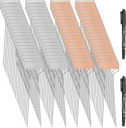 80 Pcs 10" High Plant Labels, Include 40 Copper Metal Plant Tags and 40 Weatherproof Garden Aluminum Markers Bulk with Marker Pen Reusable Seedling Sign Nursery Tag for Outdoor Herb Vegetable Flower-VerdiqueGarden