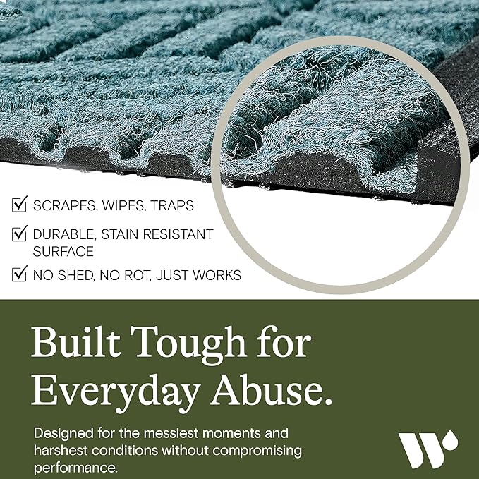 Bungalow Flooring Waterhog Stair Treads (Set of 4) – 8 1/2 x 30 Inches, Durable, Water-Trapping, Indoor/Outdoor Floor Covering, Boxwood Collection – Made in USA, Bluestone