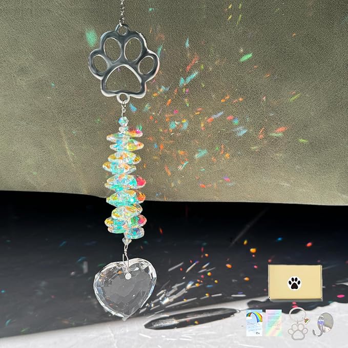 Dog Memorial Suncatcher Colorful Sunlight, Dog Memorial Gifts, Rainbow Impressions for Pet Loss, Pet Sympathy, Thoughtful Dogs and Cats Remembrance, Bereavement Gifts-VerdiqueGarden
